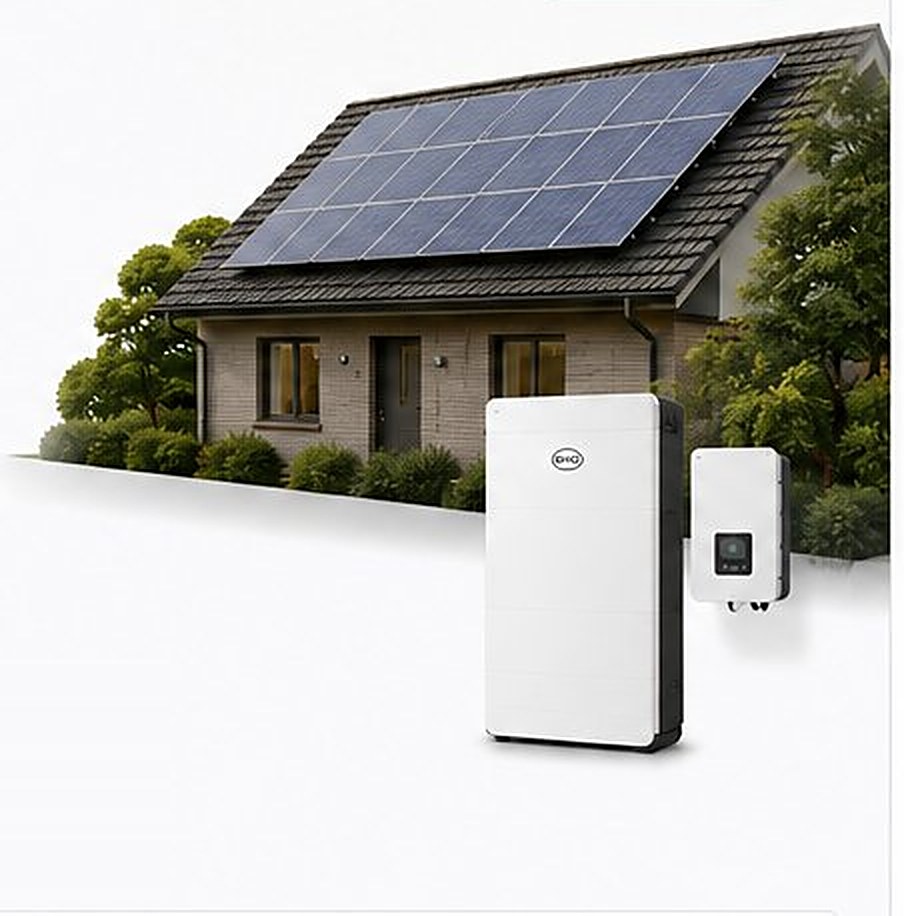 Home with solar panels and battery storage